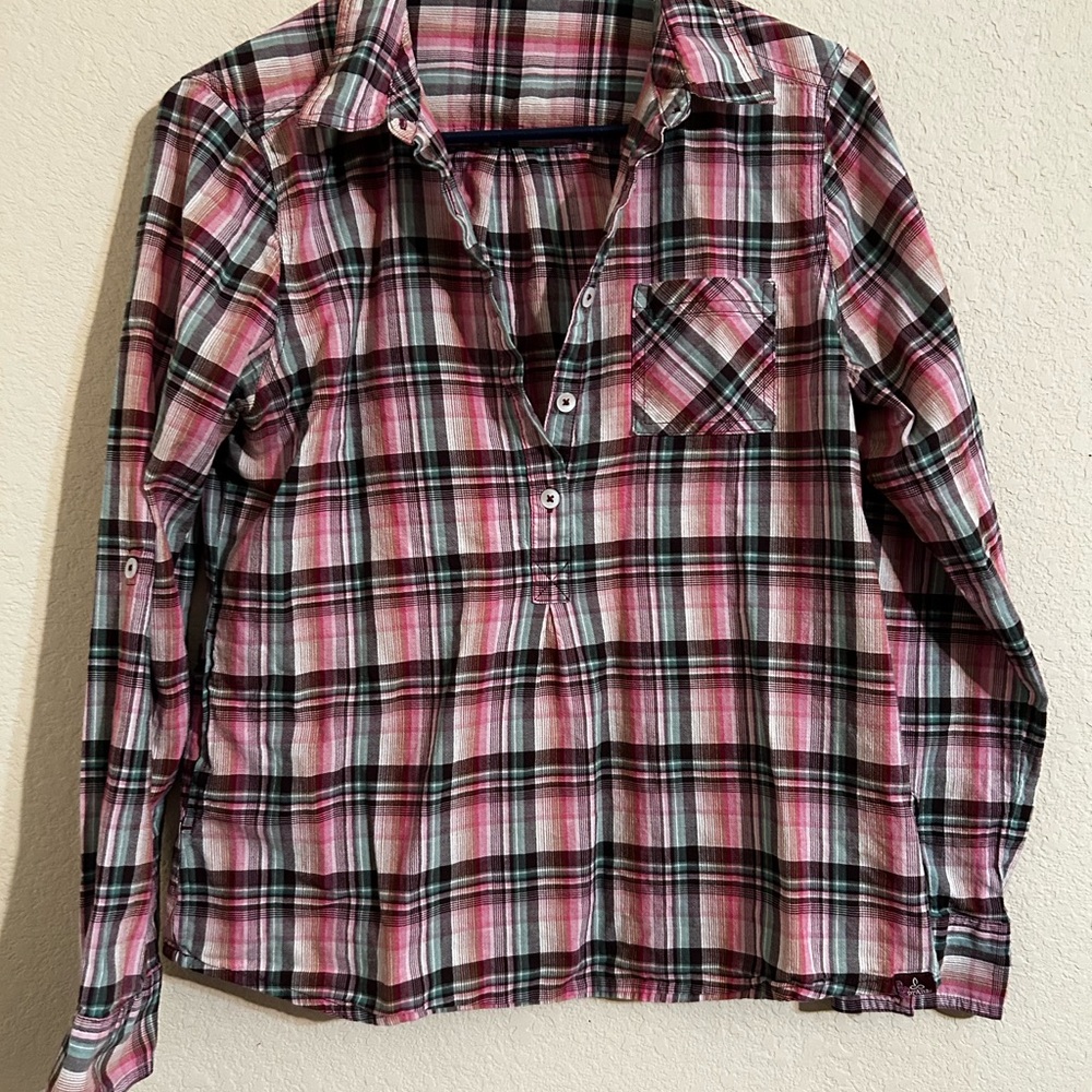 Pink Plaid Button-Up Shirt